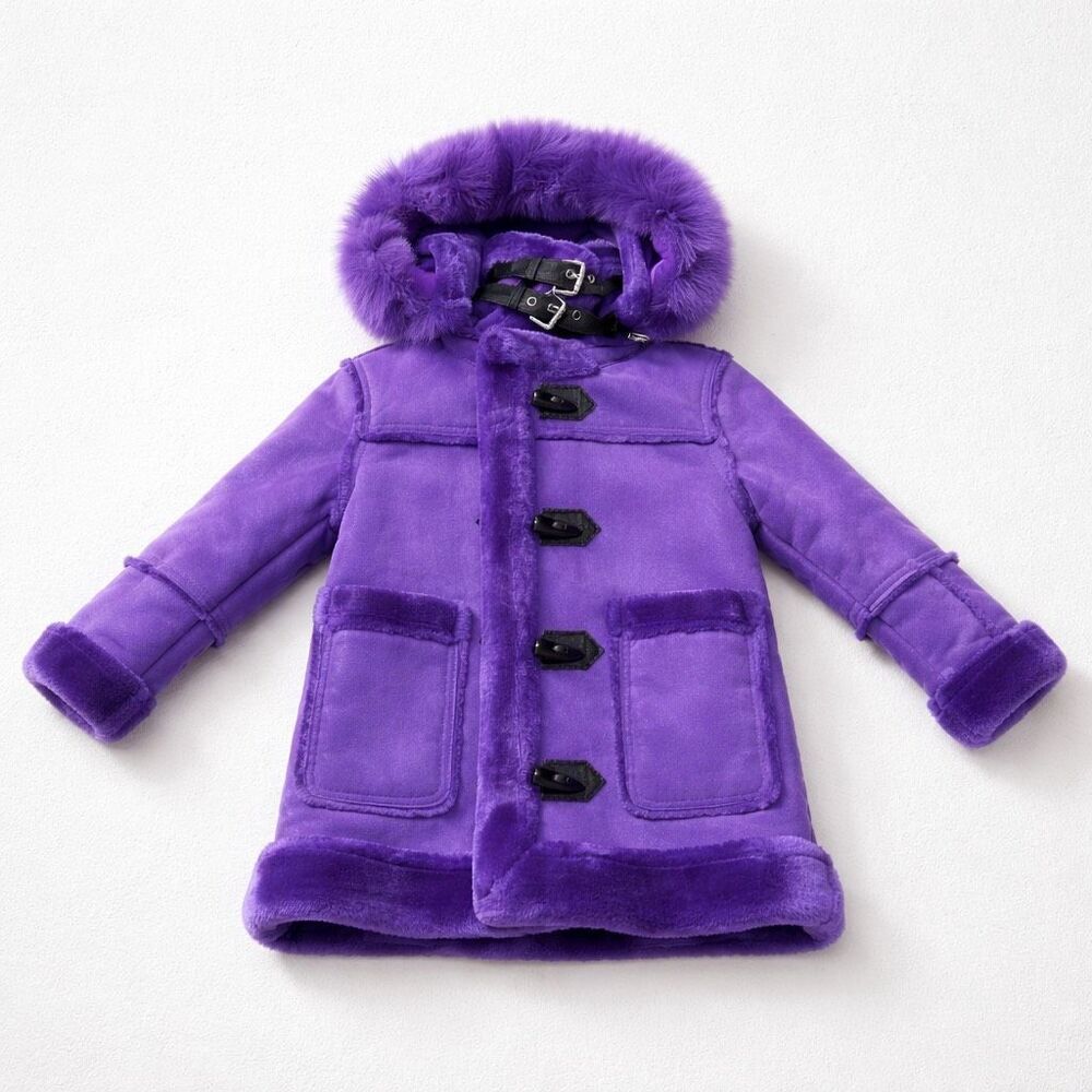 Jordan Craig Little Girl  Hooded Denali Shearling Jacket Purple Sz 5 NWOT